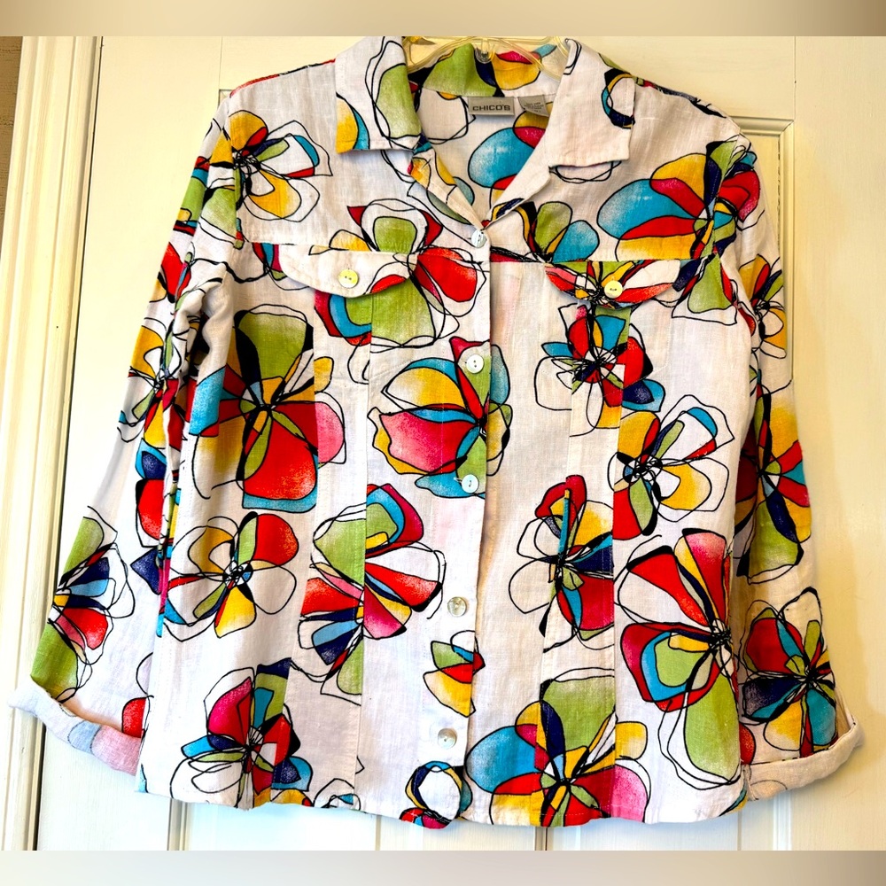 Chico's Colorful Linen Blouse